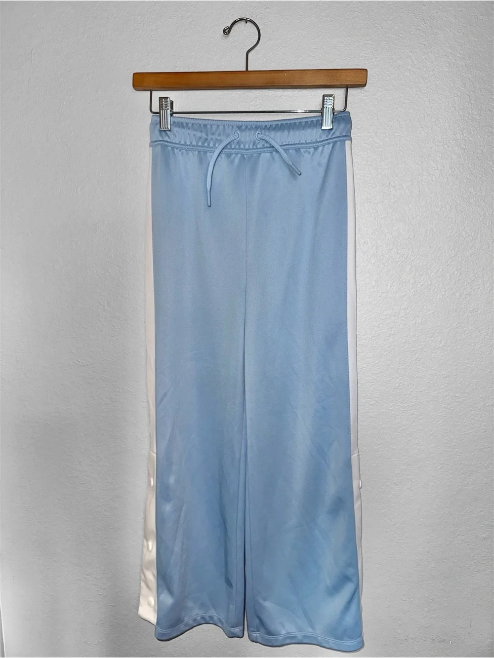 Converse Light Blue Athletic Pants with with White Stripe and Bottom Buttons M